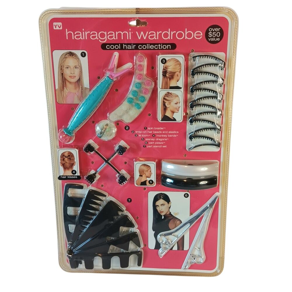 Vintage 2000 Y2K Hairagami Glamour Collection 7 Piece Hair Tools New In Package